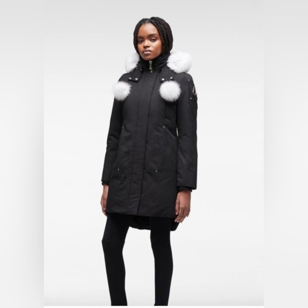 New Moose Knuckles Black Original Stirling Shearling Trim Parka women's Size S